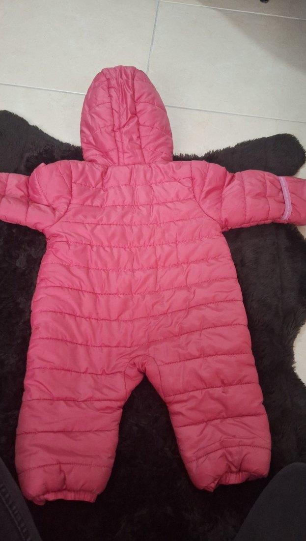 Kapüşonlu Fermuarlı Kız Bebek Tulumu - Görsel 3