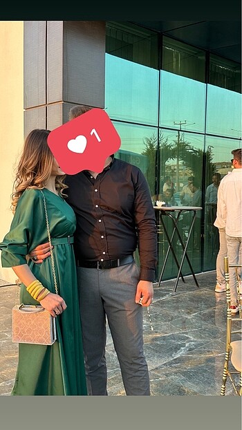 Diğer Yeşil saten midi elbise
