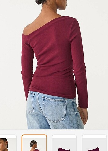 Stradivarius asimetrik yaka bluz - Görsel 2