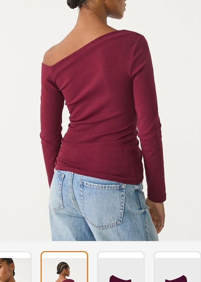 Stradivarius asimetrik yaka bluz - Görsel 2