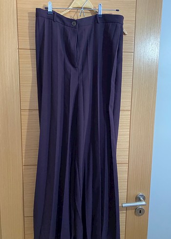 Zara Kadın Mor Pilili Kumaş Pantolon