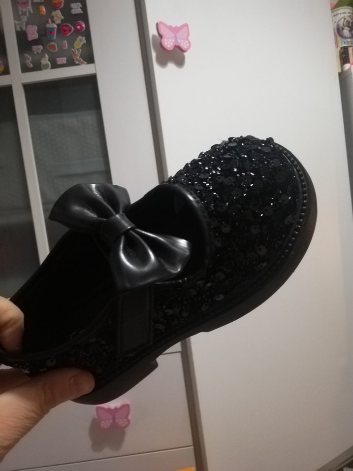 Kız Çocuk Siyah Parlak Fiyonk Detaylı Babet - Görsel 4