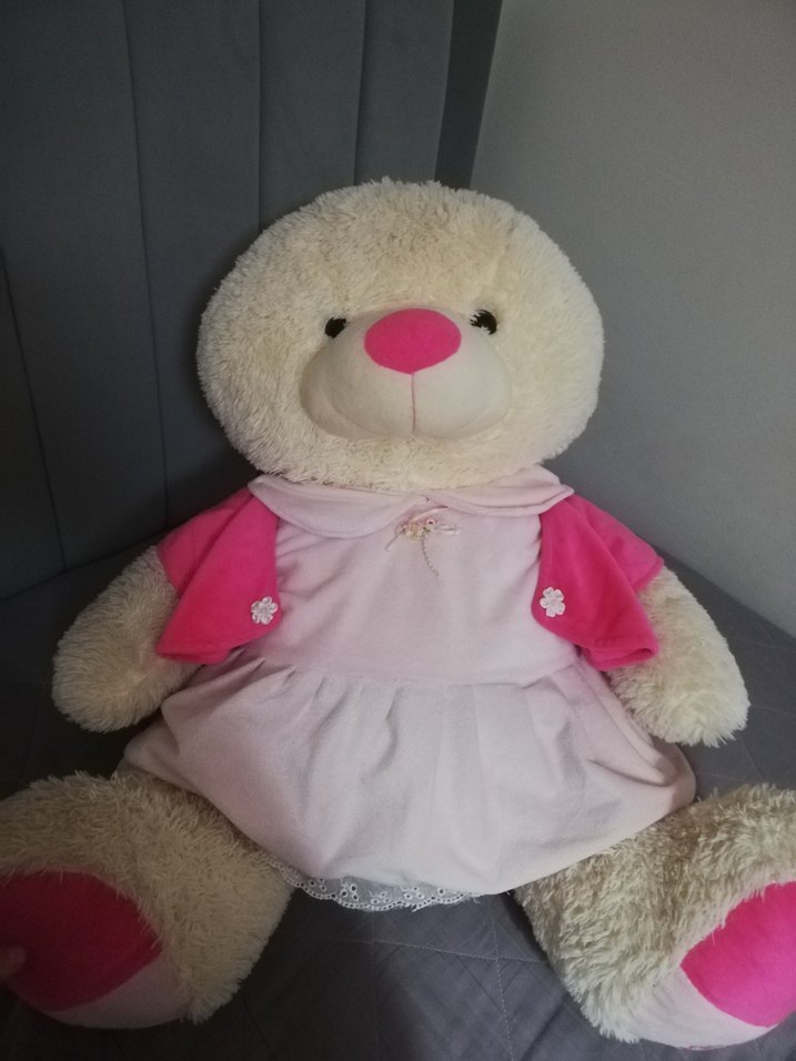 Pembe Elbise Giyen Peluş Ayı Oyuncak - Görsel 4