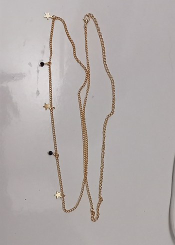 gold renk taşlı ve yıldızlı bel zinciri - Görsel 2