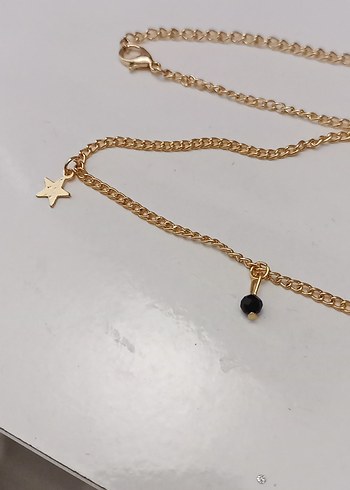 gold renk taşlı ve yıldızlı bel zinciri - Görsel 5