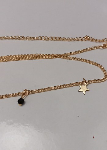 gold renk taşlı ve yıldızlı bel zinciri - Görsel 6