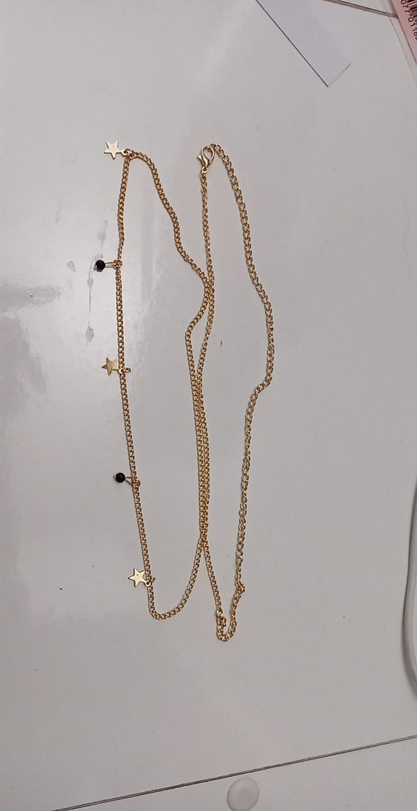 gold renk taşlı ve yıldızlı bel zinciri - Görsel 2