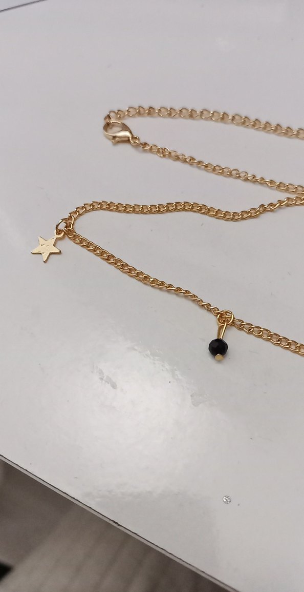 gold renk taşlı ve yıldızlı bel zinciri - Görsel 5