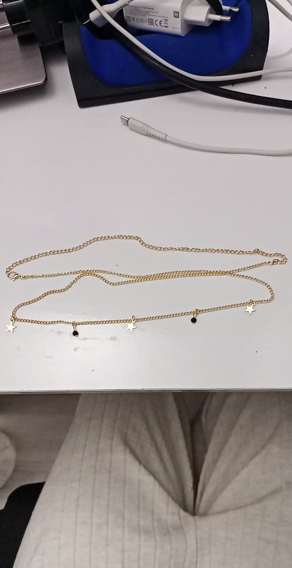 gold renk taşlı ve yıldızlı bel zinciri - Görsel 4