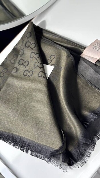 İthal a kalite yün pamuk haki gucci şal