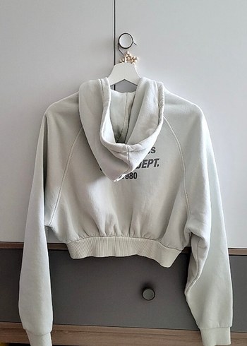 Beyaz Kapüşonlu Fermuarlı Kadın Sweatshirt - Görsel 3