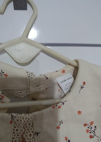 5 Yaş Beden Bej Nakışlı Kız Çocuk Vintage Elbise