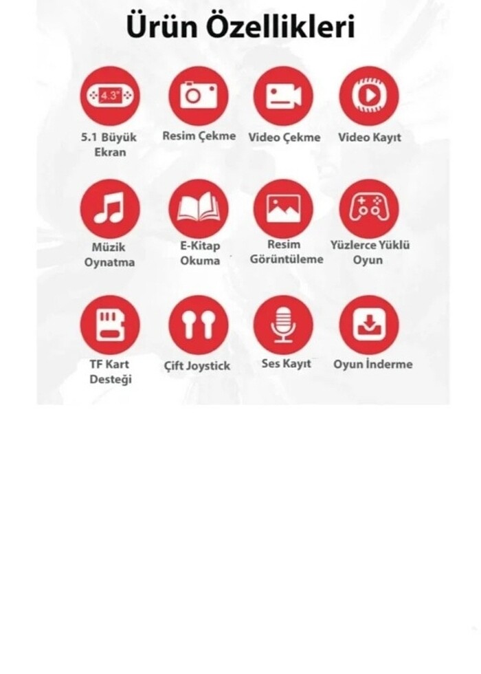 KOMTECH X12 5.1 İNÇ El Atarisi Retro Video Oynatıcı  Oyun konsol - Görsel 3