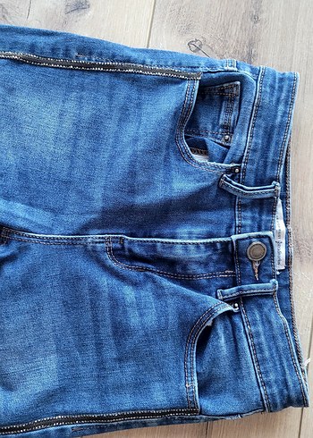Fermuarlı Mavi Denim Kadın Pantolon