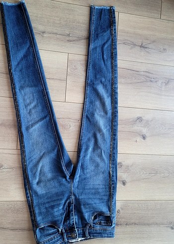 Stradivarius Fermuarlı Mavi Denim Kadın Pantolon