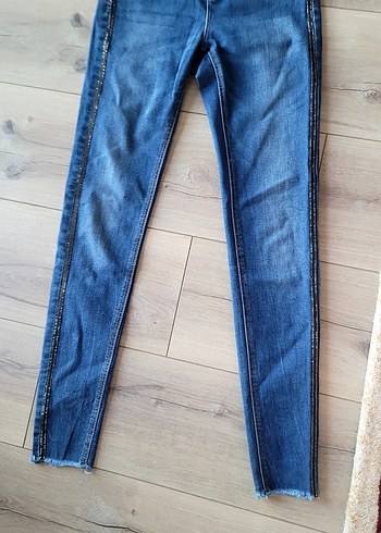 s Beden Fermuarlı Mavi Denim Kadın Pantolon