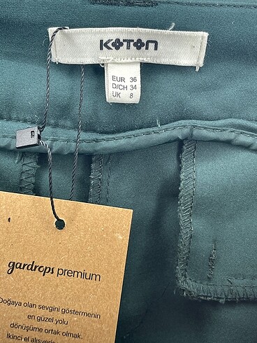 36 Beden yeşil Renk Koton Kumaş Pantolon %70 İndirimli.