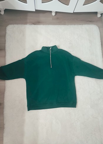 Kadın Yeşil Yarım Fermuarlı Sweatshirt