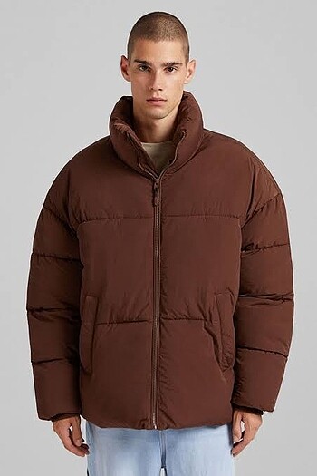 BERSHKA KAHVERENGİ ŞİŞME MONT