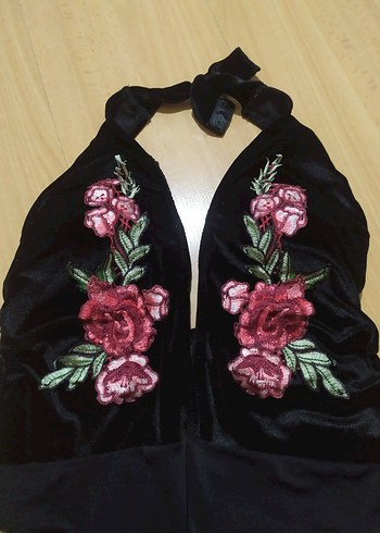 Düğmeli İşlemeli Siyah Mini Mayo - Görsel 2