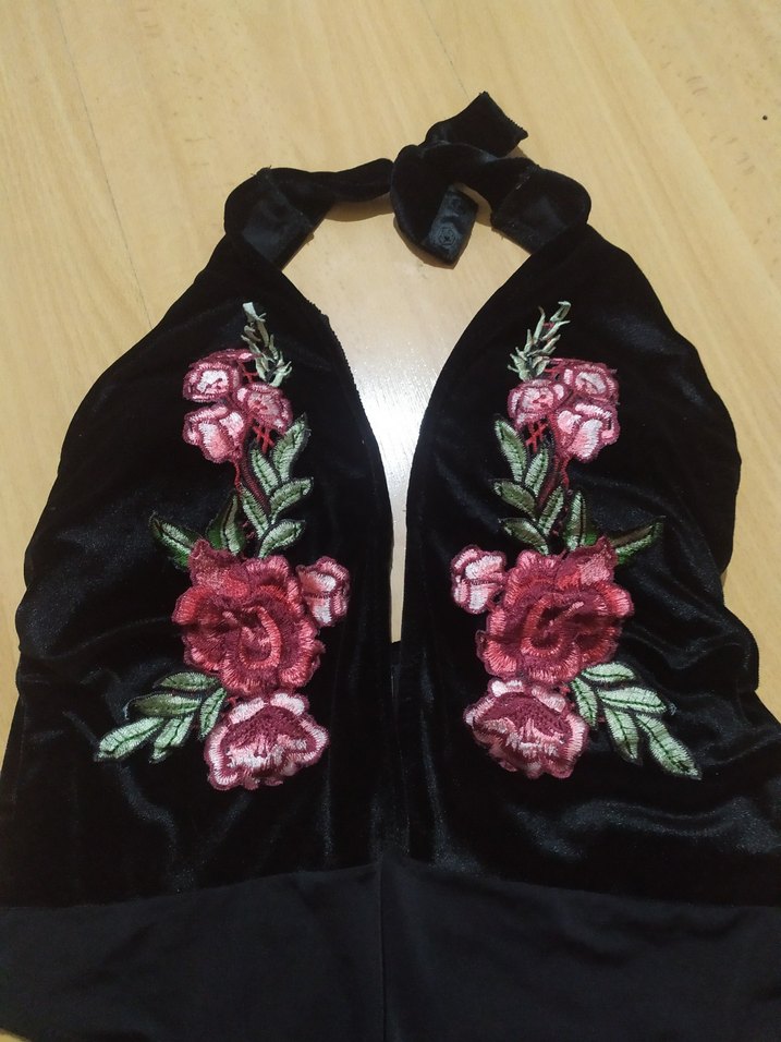 Düğmeli İşlemeli Siyah Mini Mayo - Görsel 2