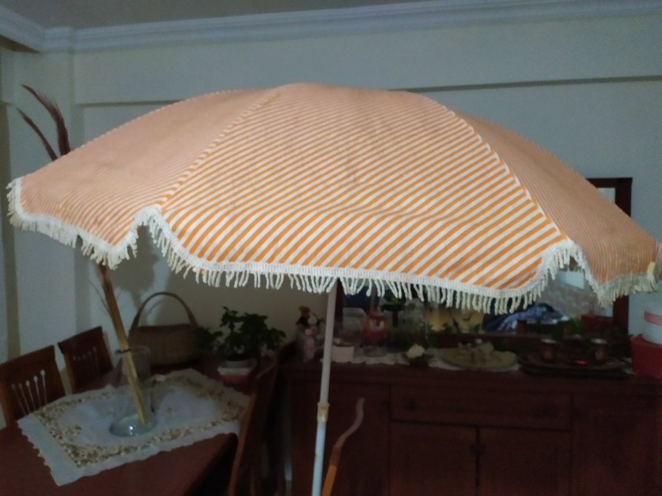 Bej Pileli Bohem Kadın plaj Şemsiye - Görsel 5