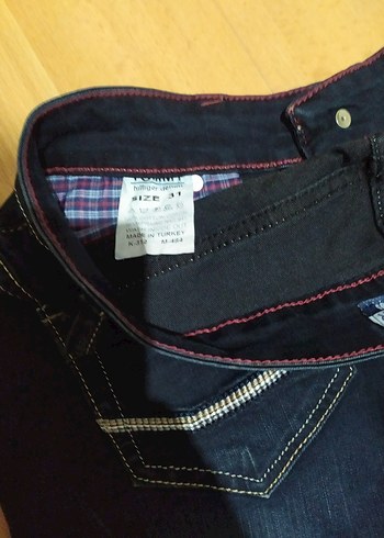 l Beden lacivert Renk Lacivert Bel Detaylı Kadın Denim Midi Pantolon