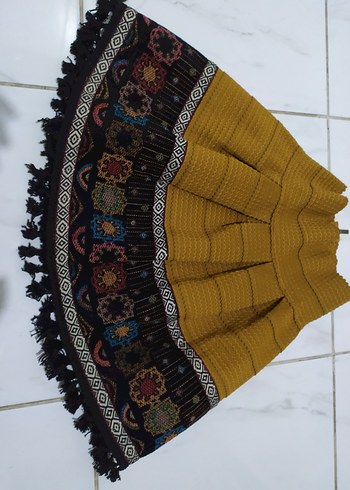 Diğer Bohem İşlemeli Pilili Mini Etek
