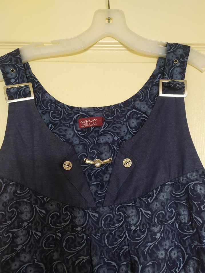 Düğmeli Lacivert Hamile Kot Elbise - Görsel 2