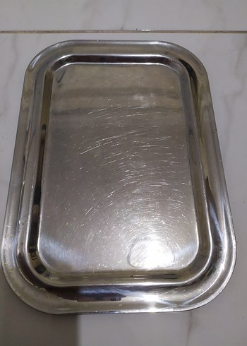 Parlak Gri Paslanmaz Çelik Tepsi