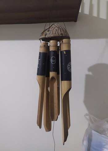 Bambu Koyu Camel Renkli Ahşap Rüzgar Çanı