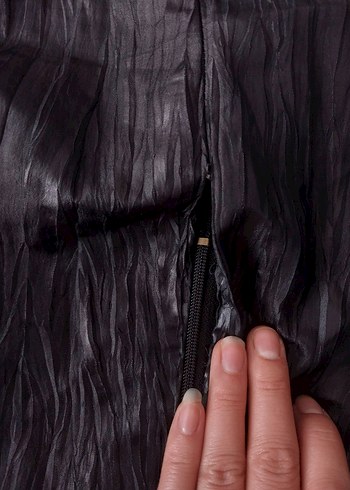 Siyah Deri Midi Kadın elbise - Görsel 5