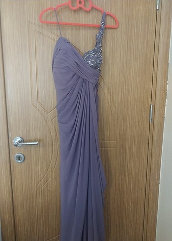 Mor Drapeli Uzun Abiye Elbise - Görsel 7