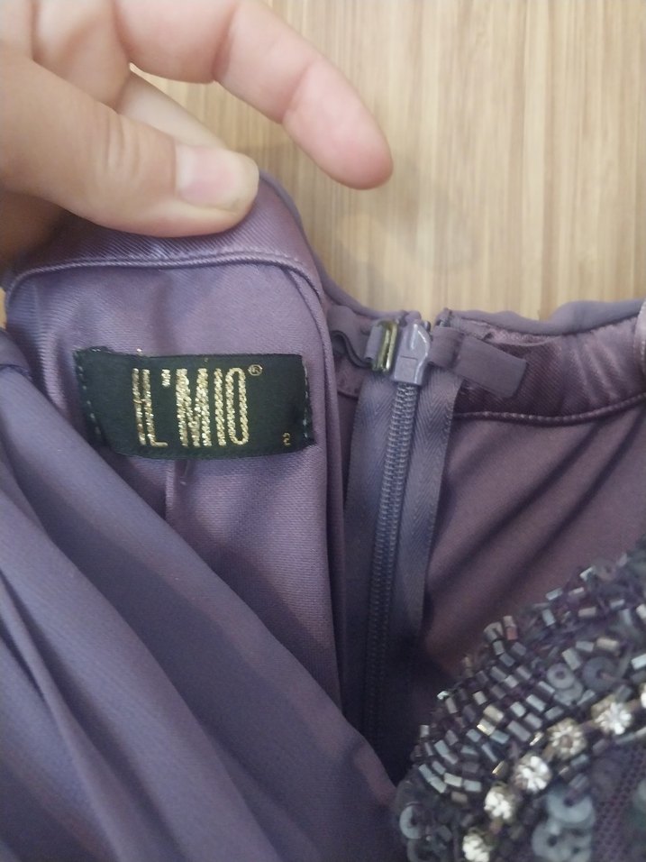 Mor Drapeli Uzun Abiye Elbise - Görsel 5