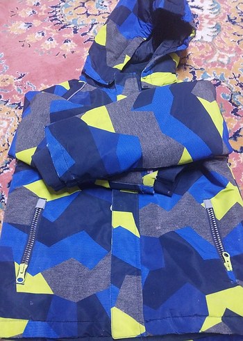 Kapüşonlu Erkek Çocuk Renkli Mont - Görsel 3