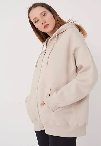 Addax Fermuarlı Oversize Sweat-Hırka