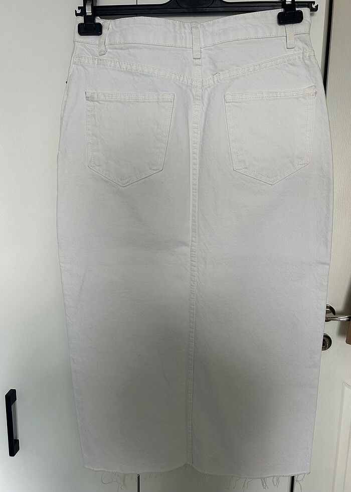 Yırtmaçlı midi kot etek - Görsel 2