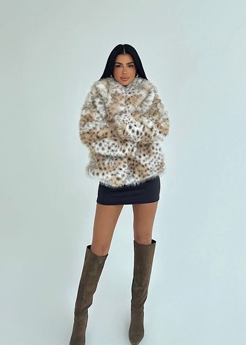 Leopar Desenli Kürk etiketli - Görsel 5