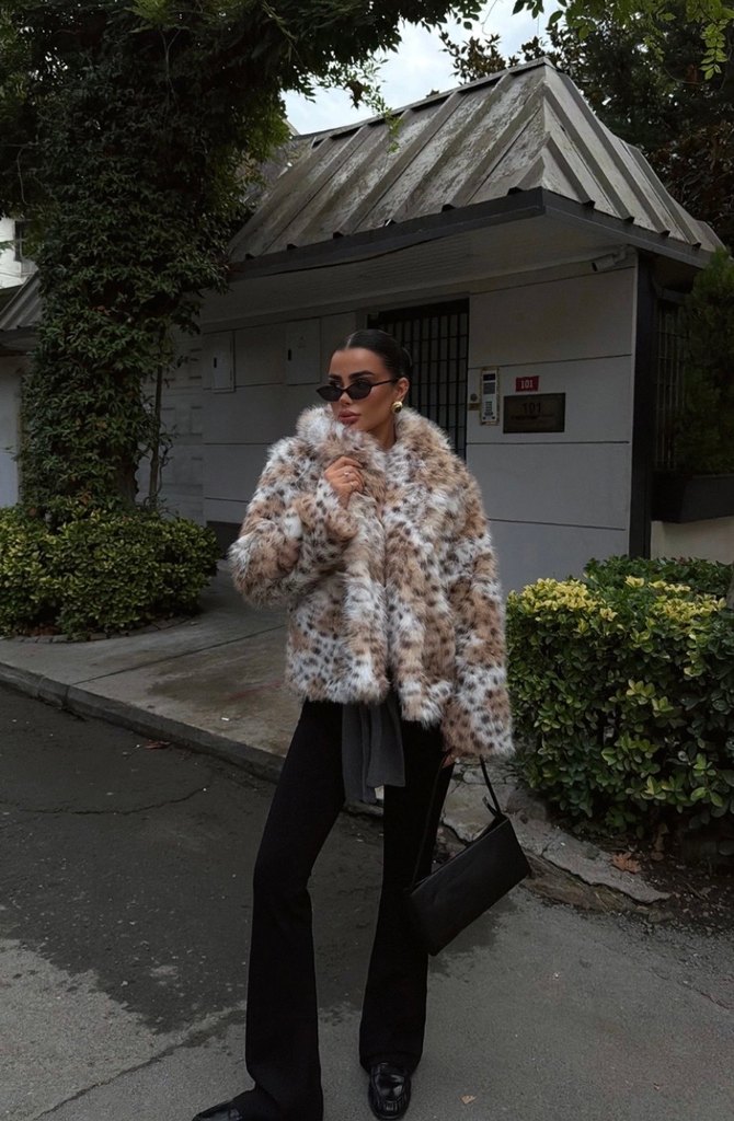 Leopar Desenli Kürk etiketli - Görsel 2