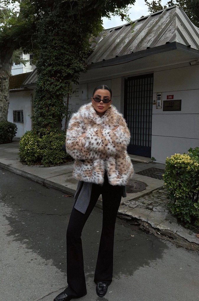 Leopar Desenli Kürk etiketli - Görsel 3