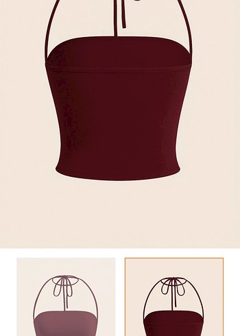 Bordo bağcıklı crop - Görsel 2