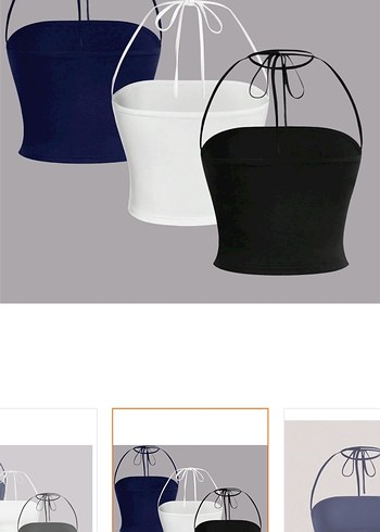 3 lü bağcıklı yaka crop - Görsel 2