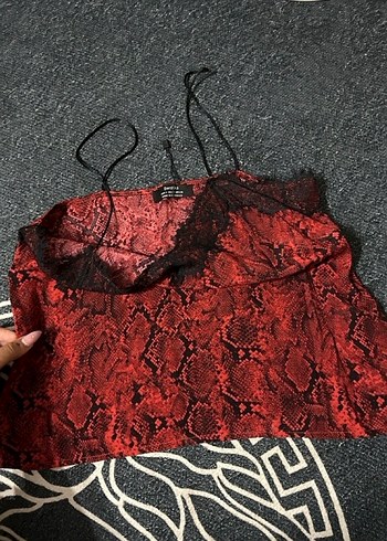 Dantel Detay Yılan Desenli askılı Atlet bluz - Görsel 2