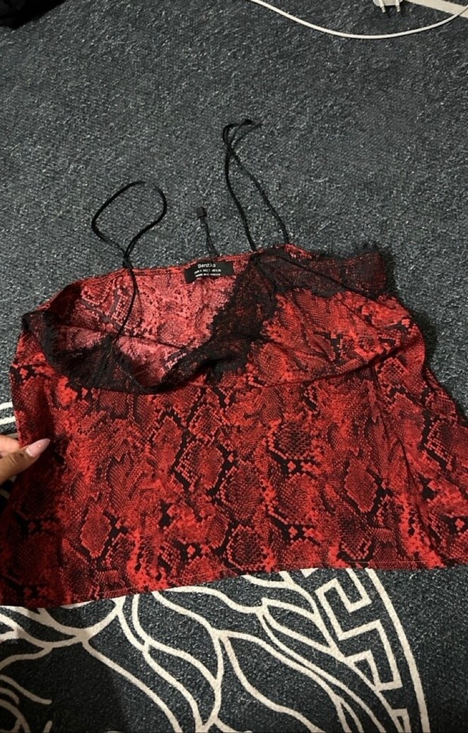 Dantel Detay Yılan Desenli askılı Atlet bluz - Görsel 2