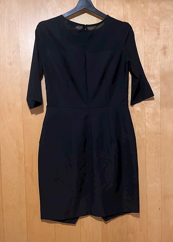 Drapeli Siyah Midi Kadın Elbise - Görsel 3