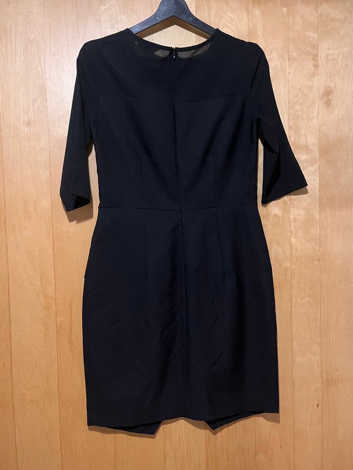 Drapeli Siyah Midi Kadın Elbise - Görsel 3