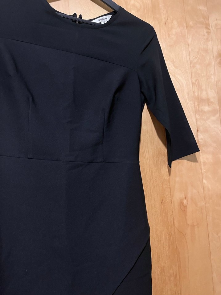 Drapeli Siyah Midi Kadın Elbise - Görsel 2