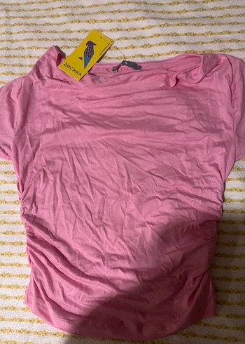 Zara Pembe Kısa Kollu Kadın üst bluz