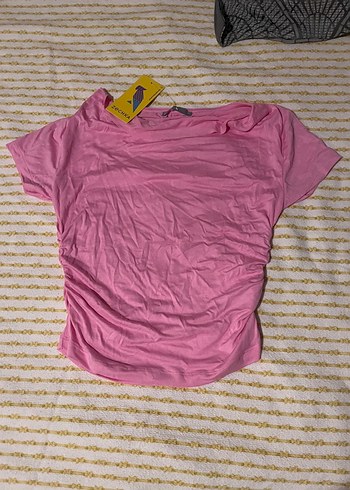 Pembe Kısa Kollu Kadın üst bluz