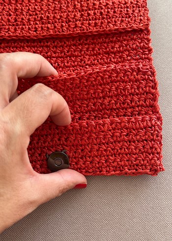 Kırmızı Örgü Kadın Portföy Çanta - Görsel 6